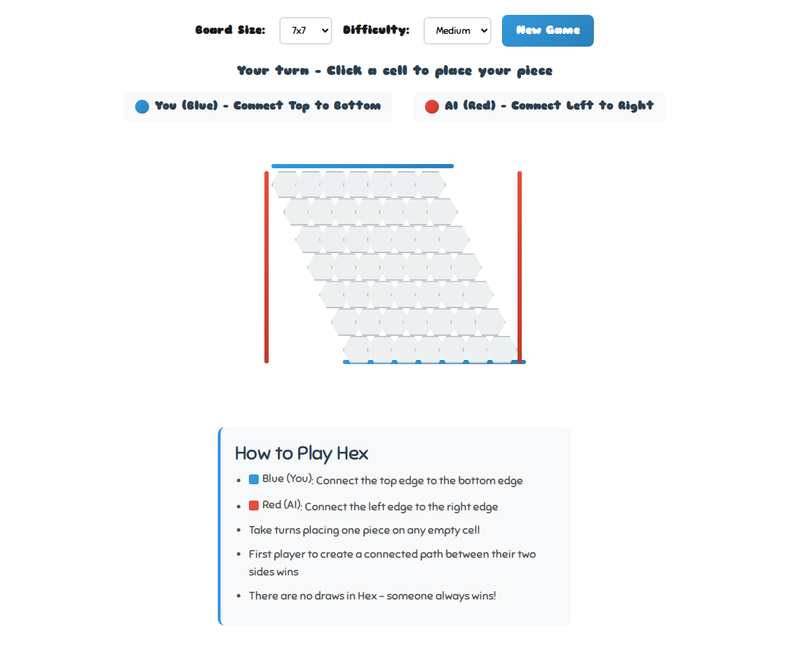 Hex Game - Connection Strategy Puzzle - Free Online Puzzle Game