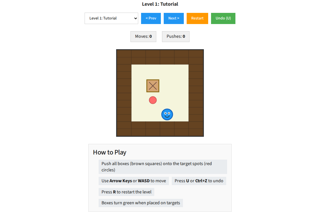 Sokoban - Classic Box Pushing Puzzle Game - Free Online Puzzle Game