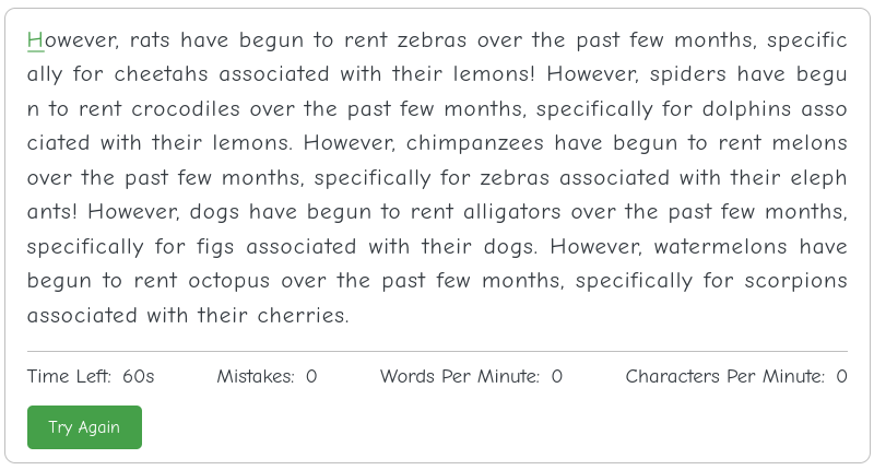 Typing Speed Test - WPM Calculator - Free Online Puzzle Game
